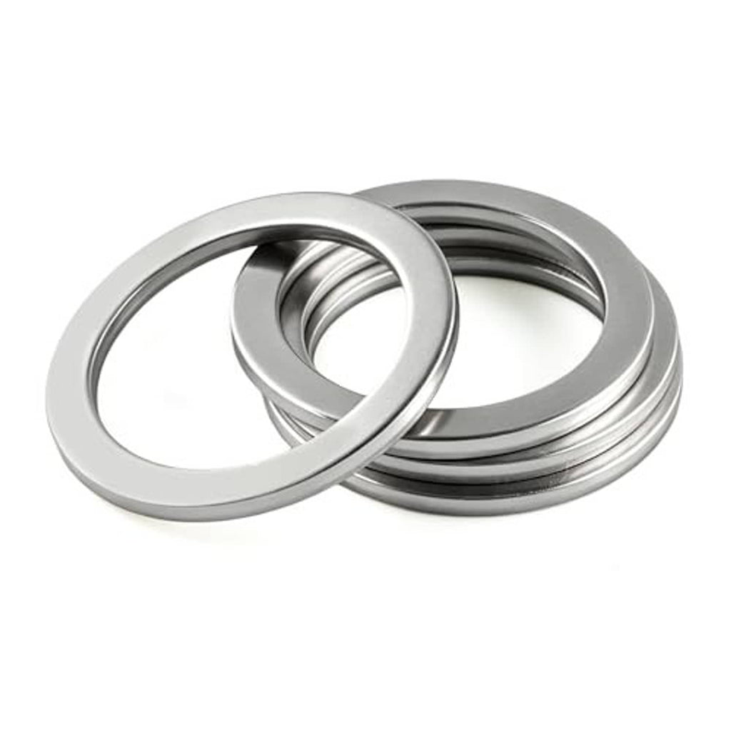 Metal drain plug crush washer gasket set, two stacked rings with center hole, silver