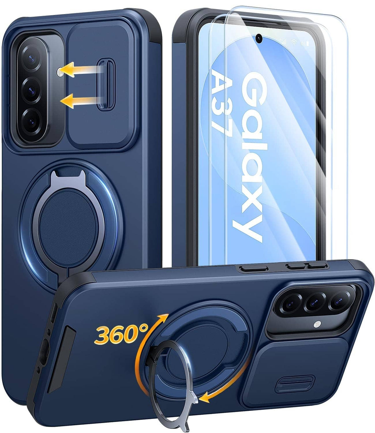Blue phone case with ring holder for Samsung Galaxy A37/A36/A56 5G