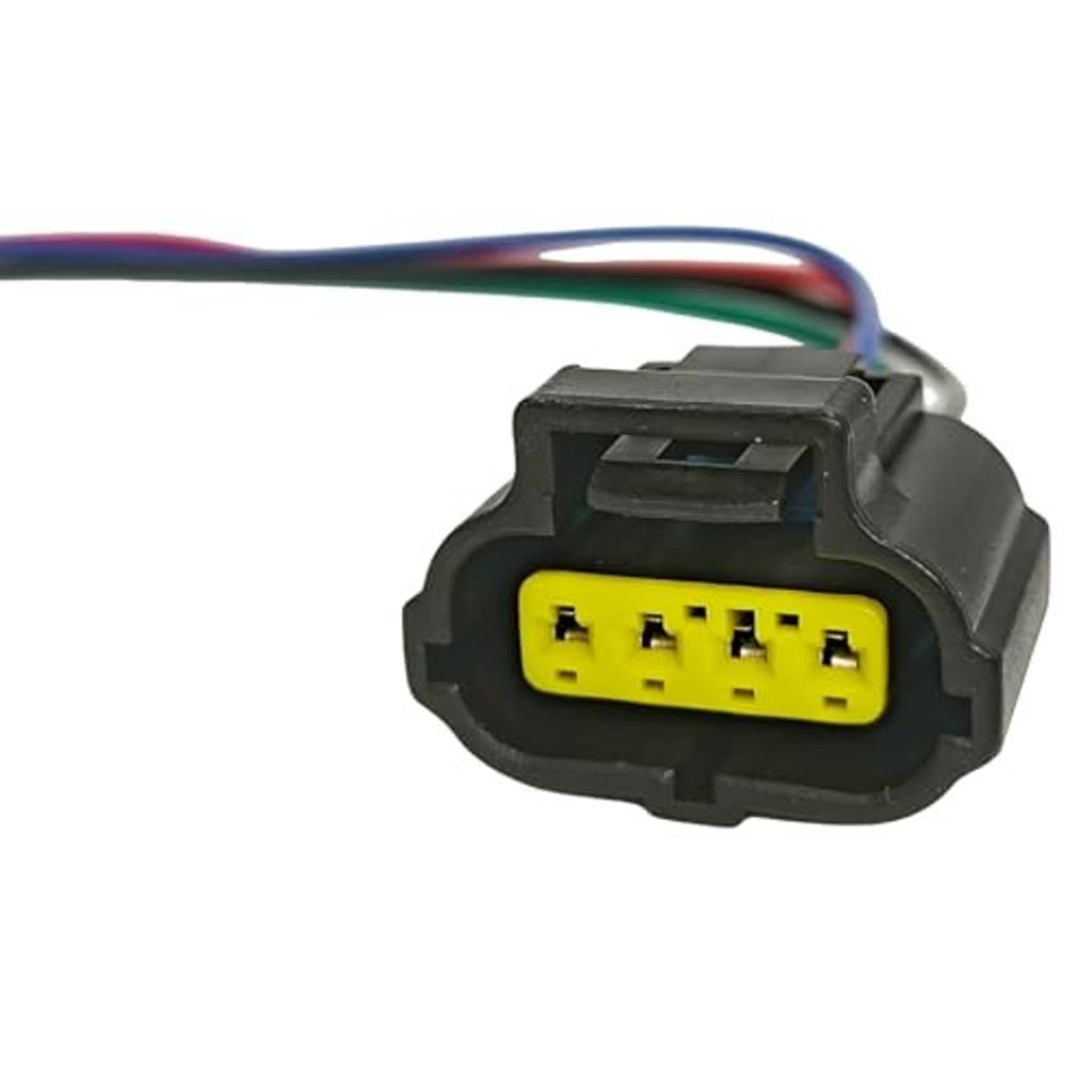 4-way TPS wiring harness pigtail connector with black housing and yellow 4-pin socket