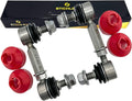 Adjustable heavy-duty sway bar end link kit with red bushings and silver mounting bolts