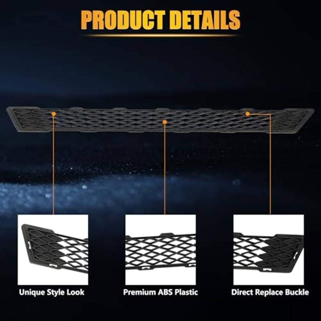 Black front lower grille panel detail with diamond grid texture