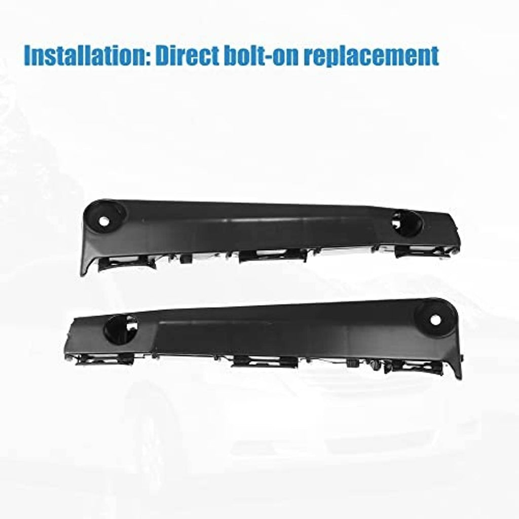 Set of black front bumper retainer brackets with visible bolt holes and tabs