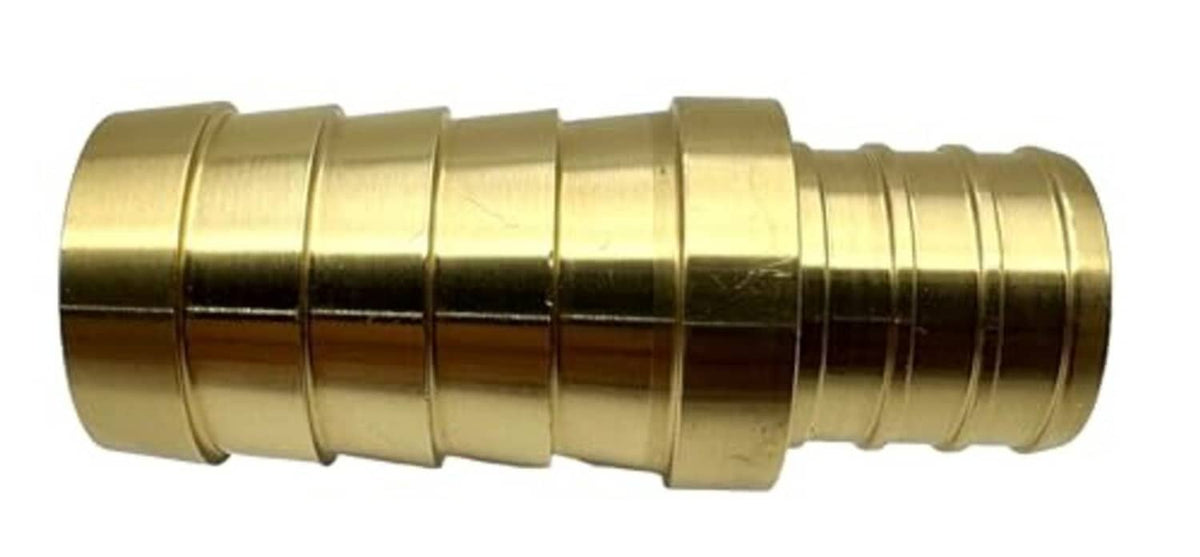 Brass 3/4" PEX to hose barb adapter, smooth ridged body with barbed connection end