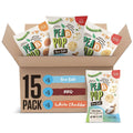 Veggie chips variety pack in a 15-pack box with Sea Salt, BBQ, and White Cheddar