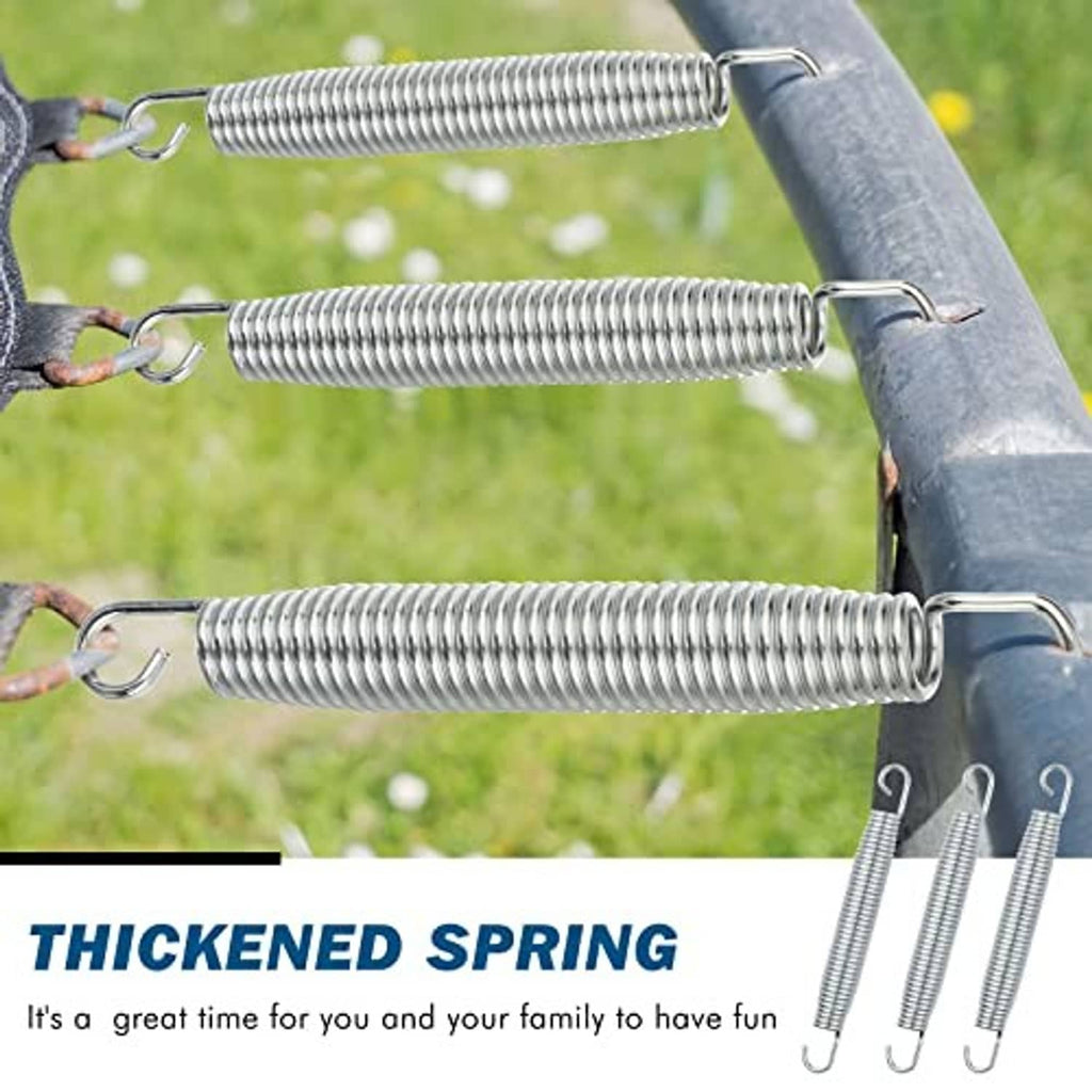 Thickened silver stainless steel trampoline springs with curved end hooks