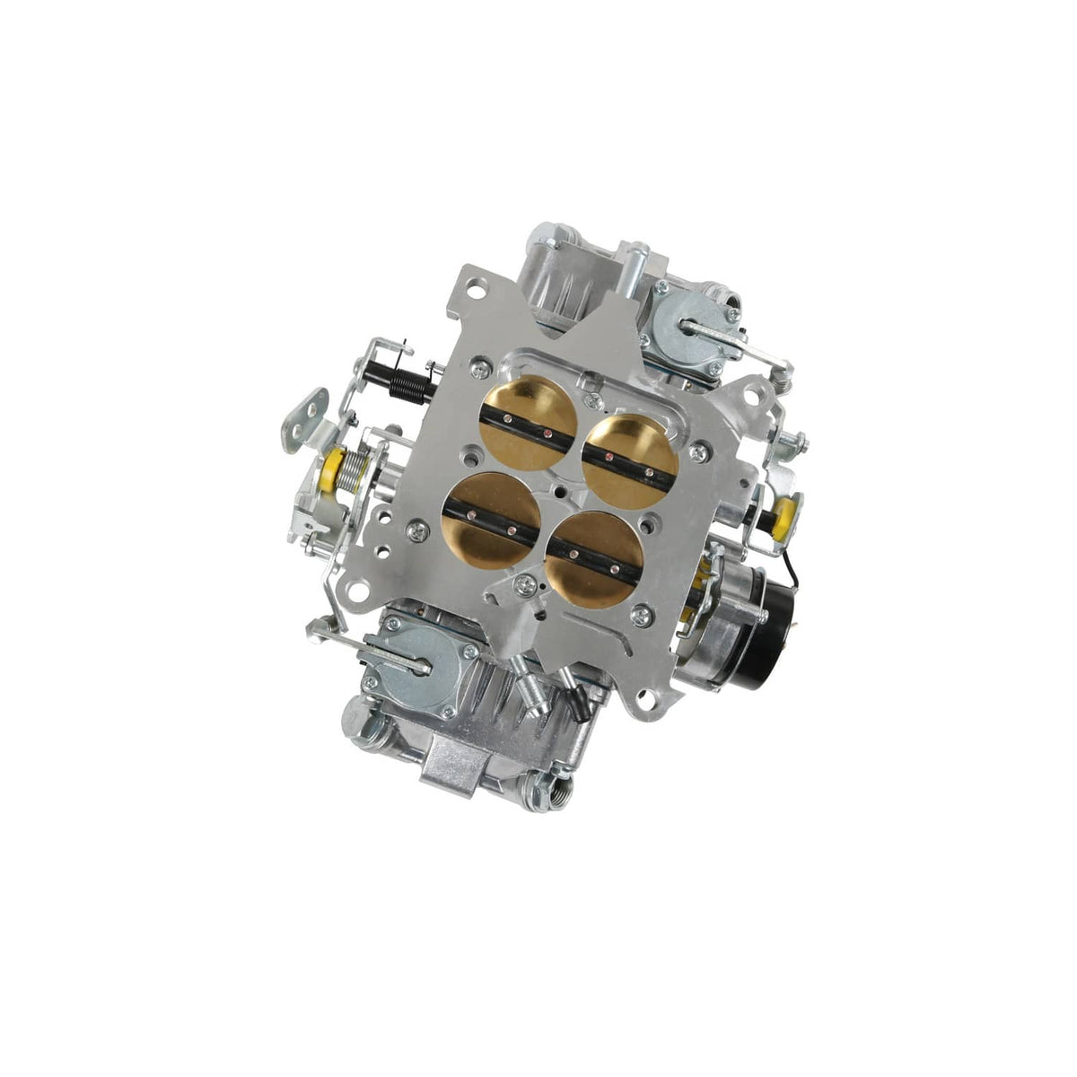 4-barrel carburetor with electric choke, silver body and four brass throttle bores
