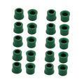 Set of green rubber hose gaskets with central openings, multiple pieces