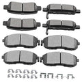 Ceramic brake pad set, gray friction pads with metal backing and clips (8 pcs)