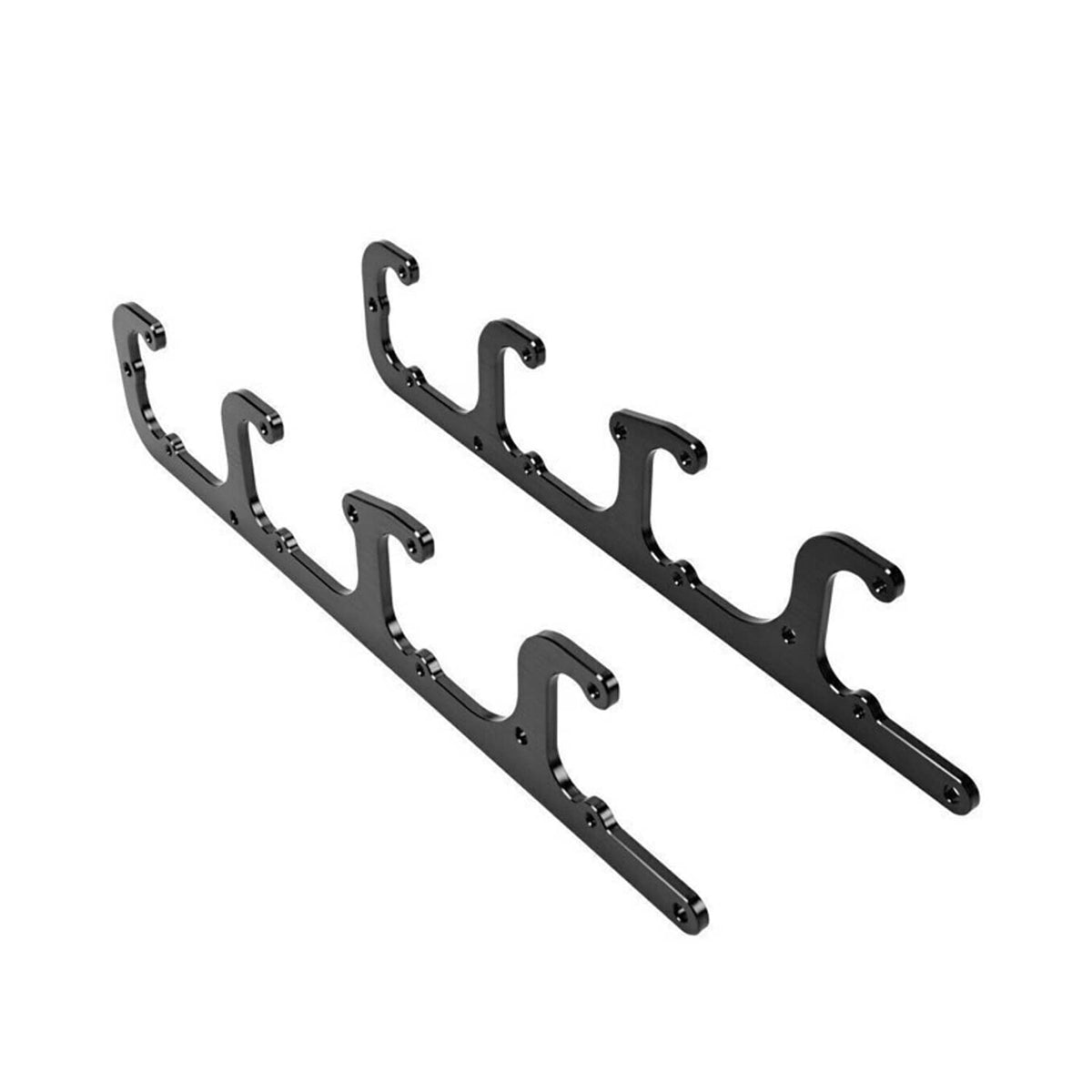 Pair of black ignition coil guide rails with U-shaped coil holders and mounting holes