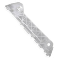 Front bumper side support bracket, white plastic with triangular grid reinforcement.