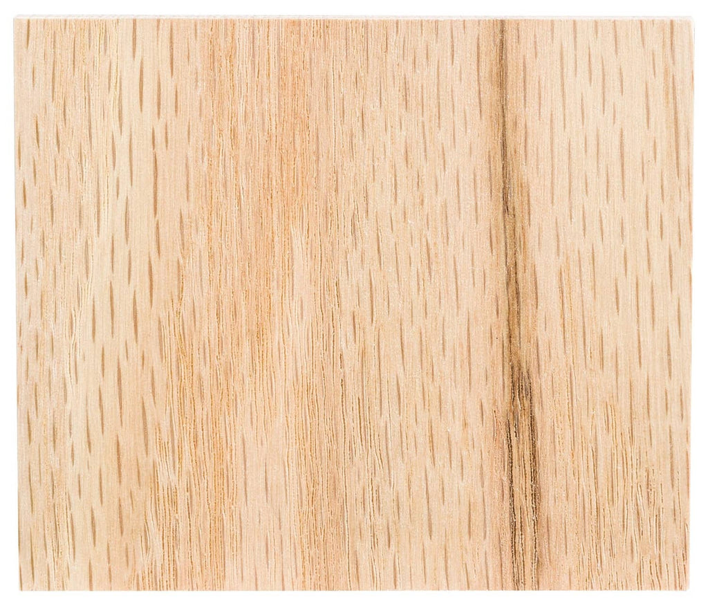 Natural wood finish sample with light tan grain on a rectangular panel