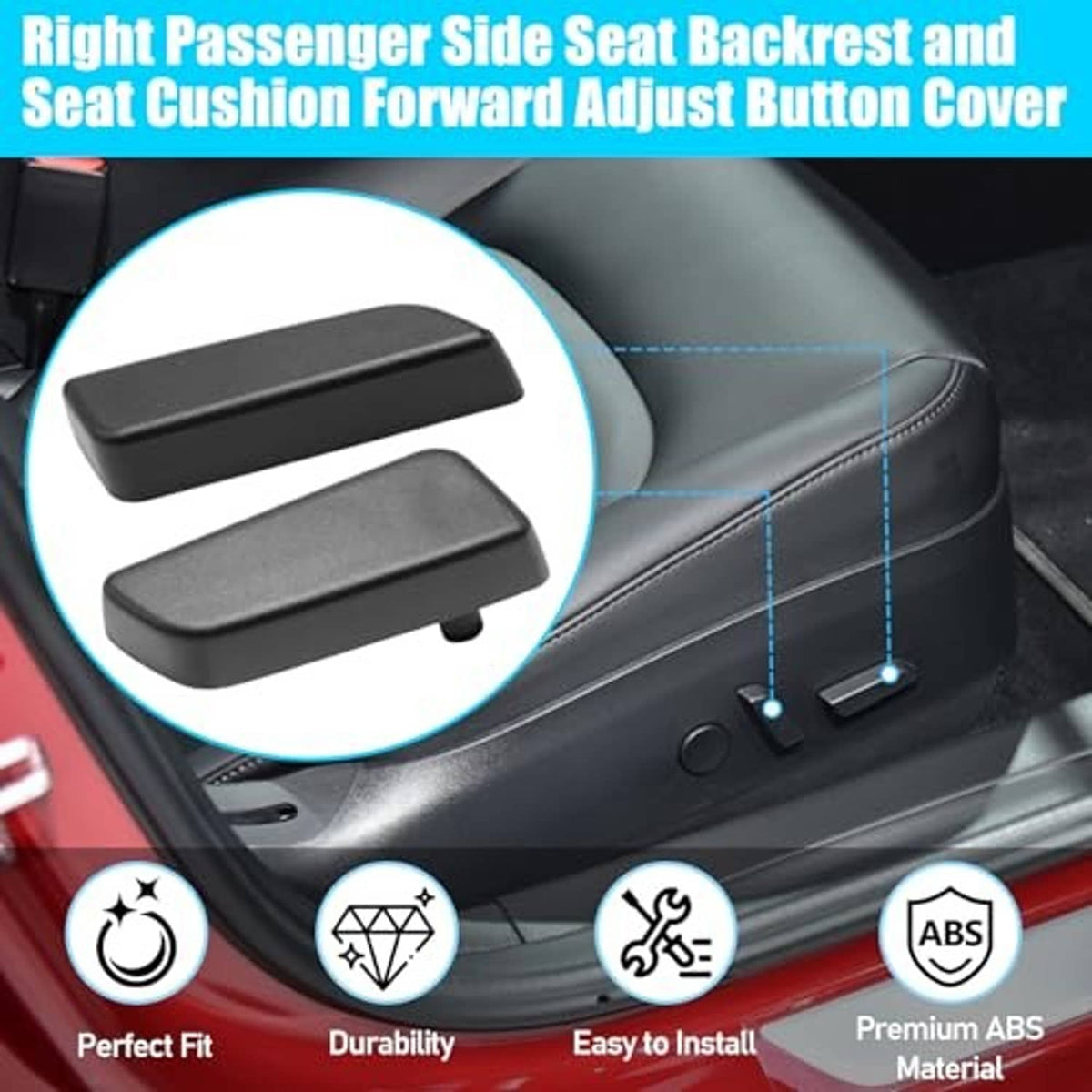Right passenger seat adjustment button cover with two black button pads