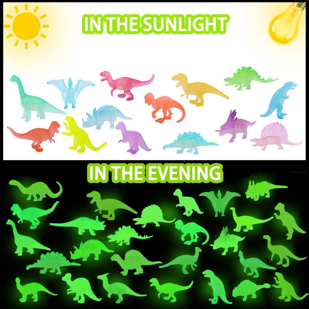 Dinosaur toy set with glow-in-the-dark dinosaur silhouettes