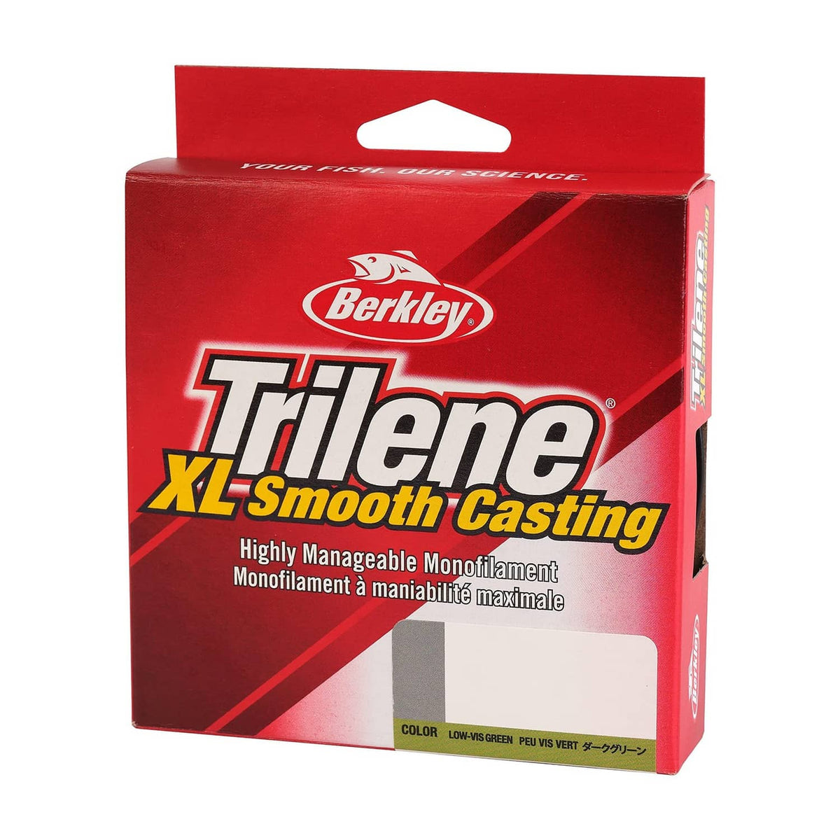 Berkley Trilene XL Smooth Casting green monofilament fishing line box side view