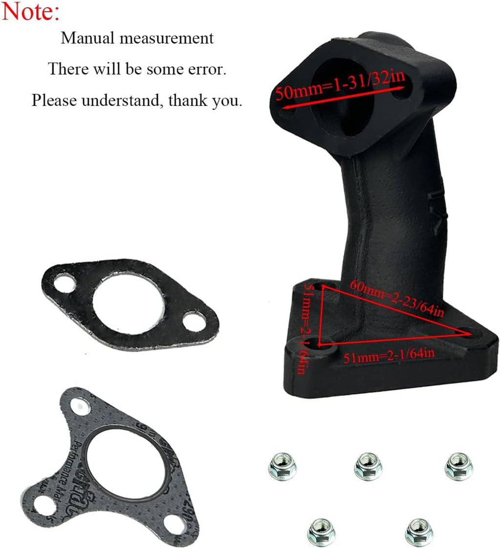 Black exhaust manifold pipe for muffler silencer with included gaskets