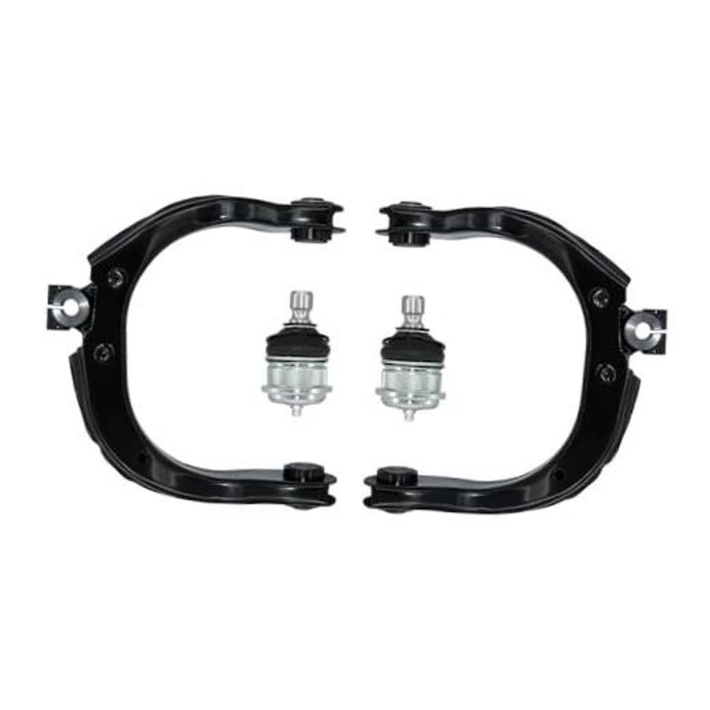 Black front upper control arm bracket set with two ball joints