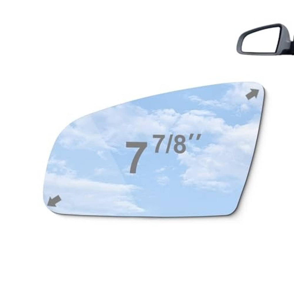 Left-side mirror glass with 7 7/8 in marker and arrow indicator points.