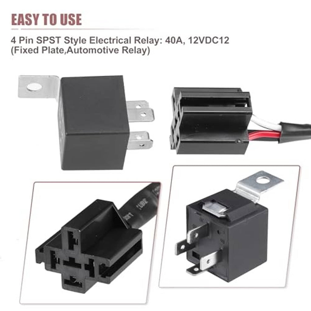 Four-pin SPST electrical relay module with mounting tabs and wiring connectors