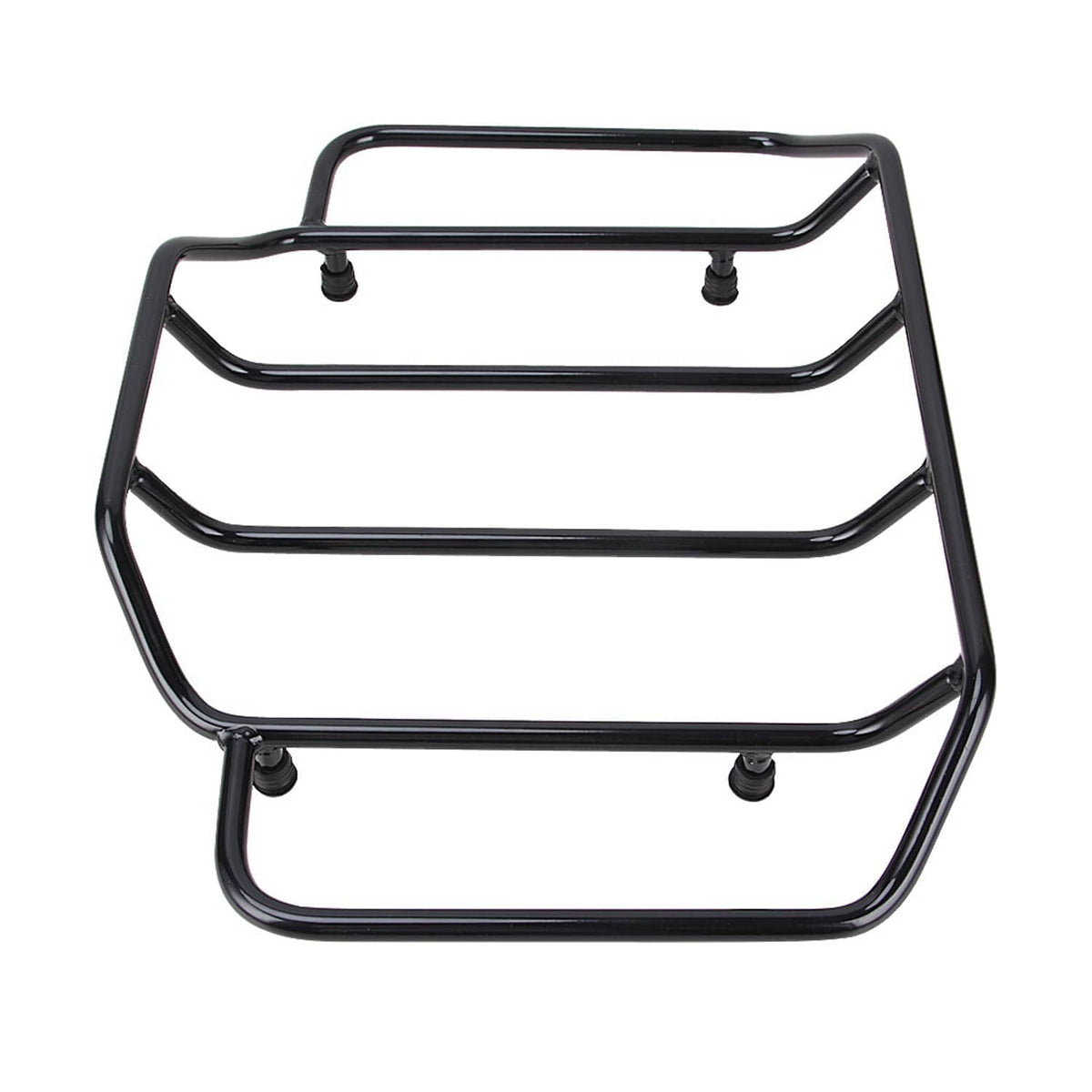 Black curved luggage top rack frame with three support bars and corner mounts