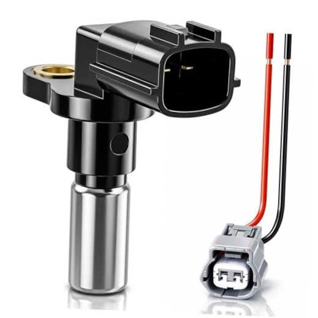 Crankshaft position sensor with electrical connector and metal body, black and silver