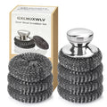 Stainless steel wool scrubber pad set with silver circular bases, 7-piece