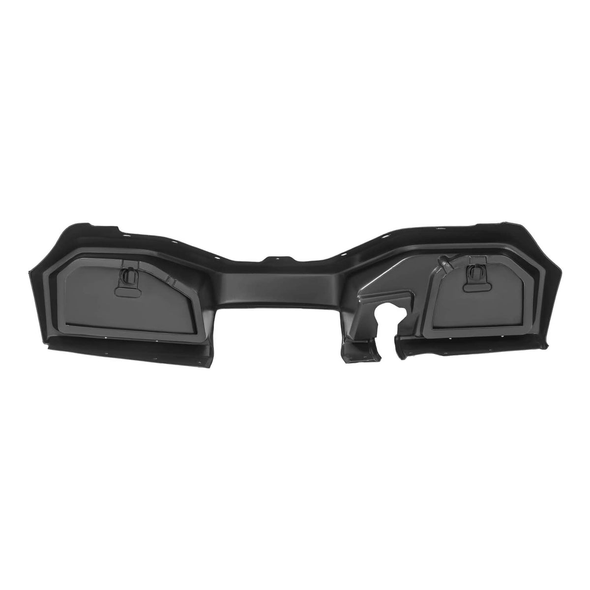 Carbon fiber-style dash cover with dark textured finish and two recessed compartments