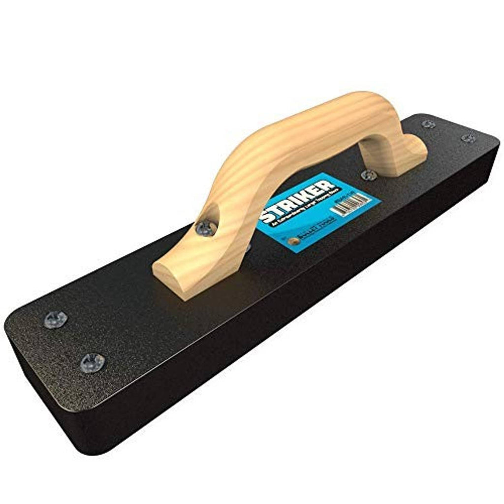 Flooring tapping block with black base and light wood handle for laminate installation