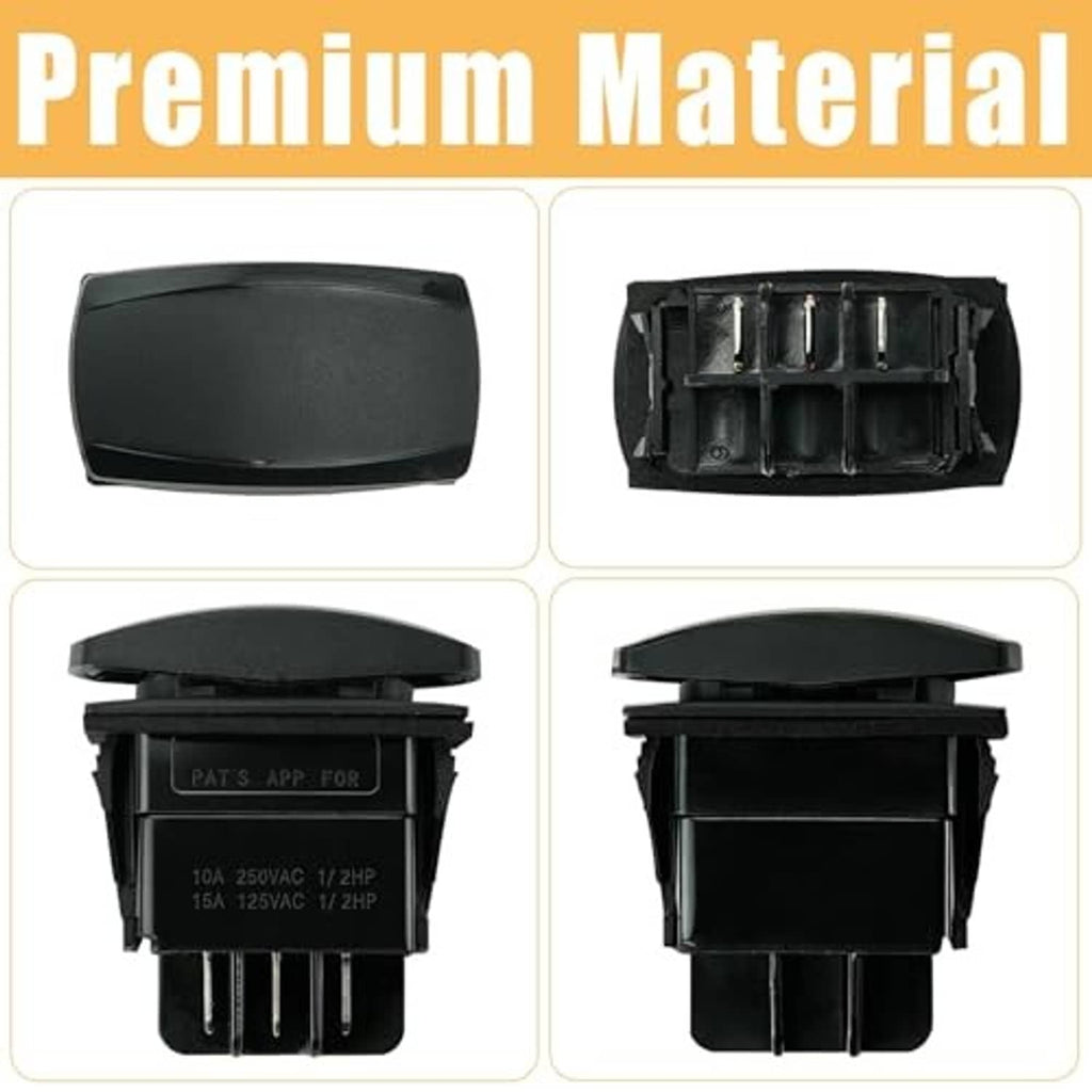 Black plastic forward/reverse switch module showing outer cover and internal terminals
