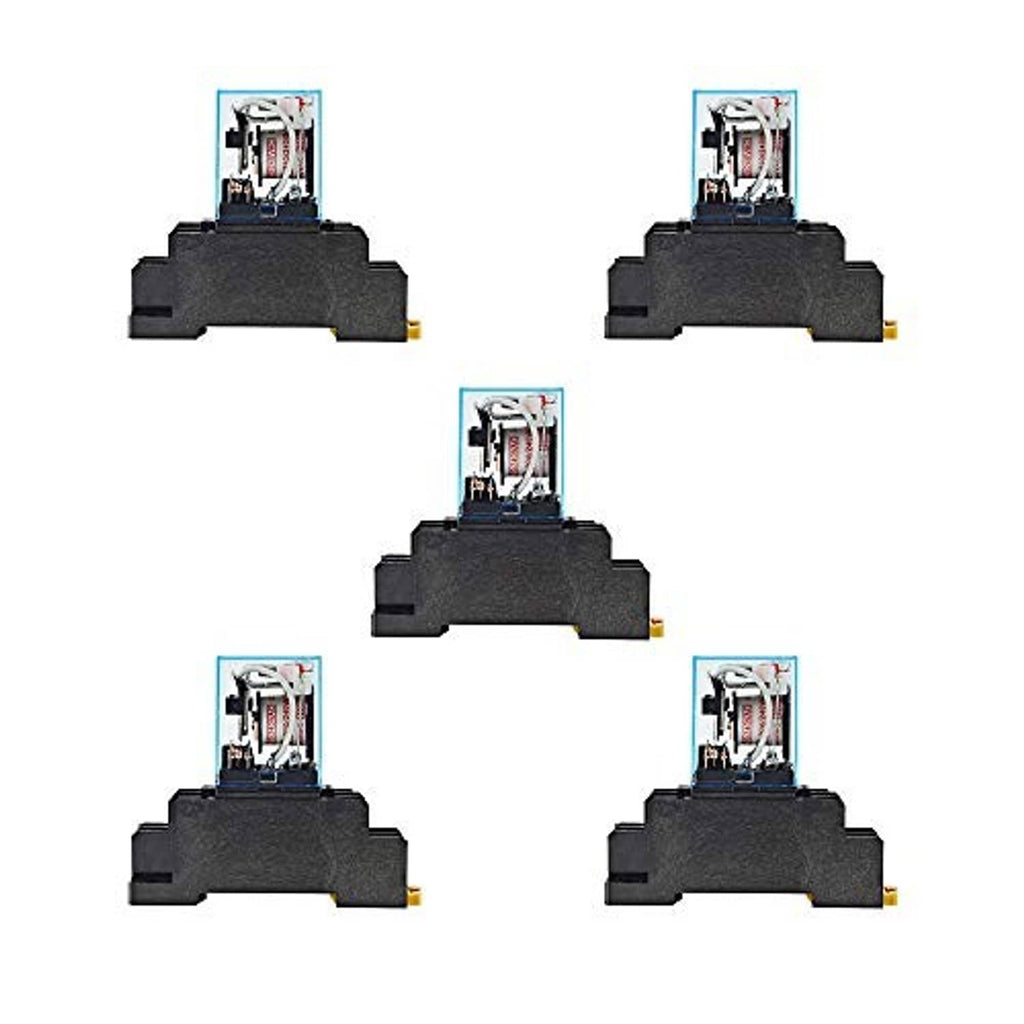 Five black 8-pin relay modules with open top contact mechanism and gold pins