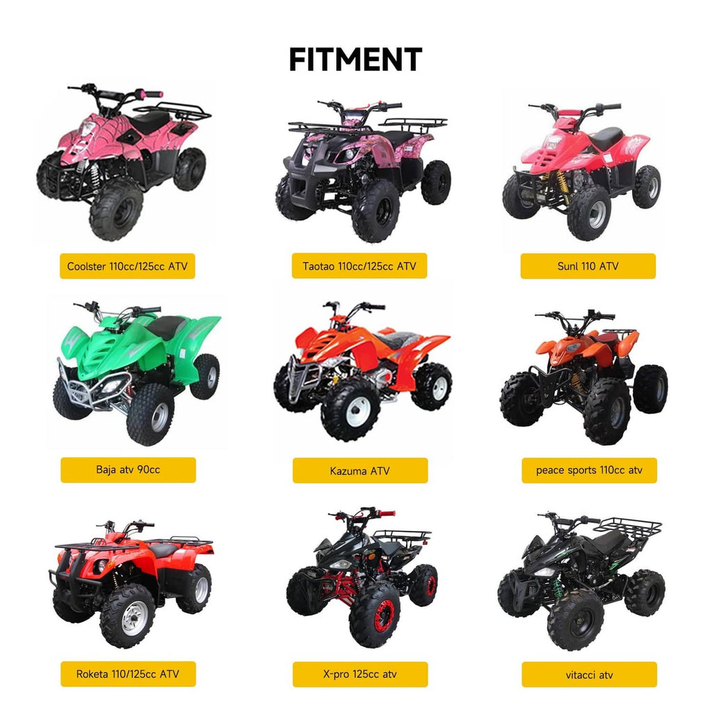 Compatibility chart showing ATV fitment options for the carburetor kit.