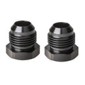 Black aluminum flare hex-head plug fitting adapter, male AN threads