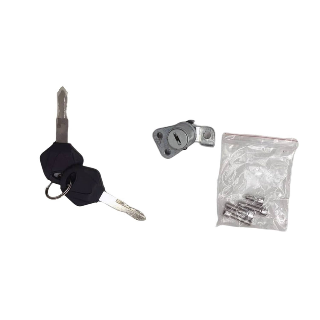Ignition switch with two keys, gas cap lid, and hardware screws in bag