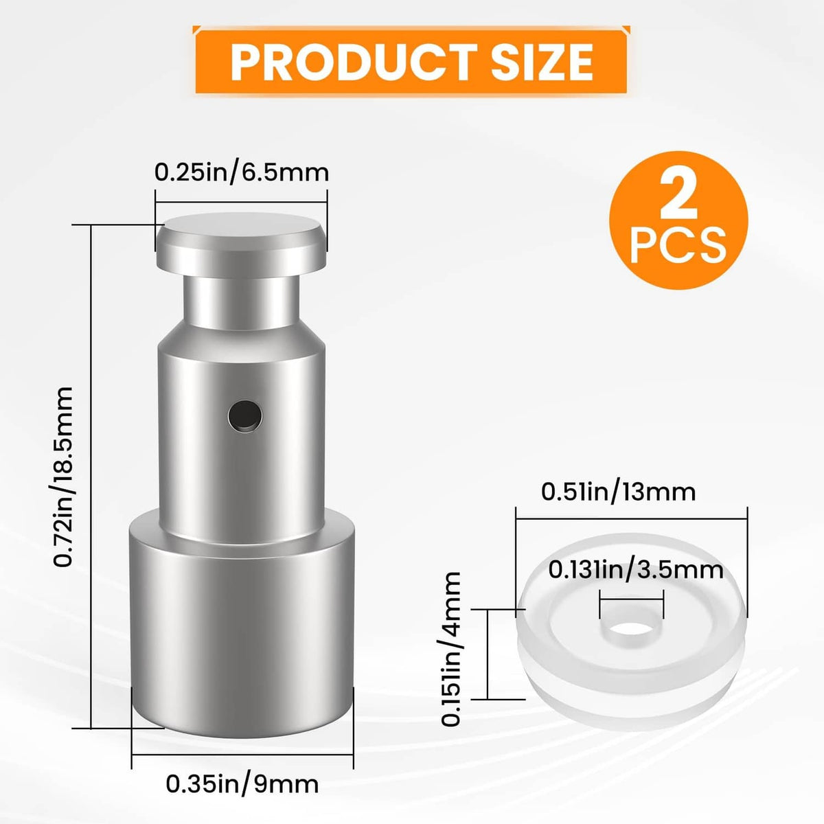 Stainless steel float valve and silicone gasket size diagram