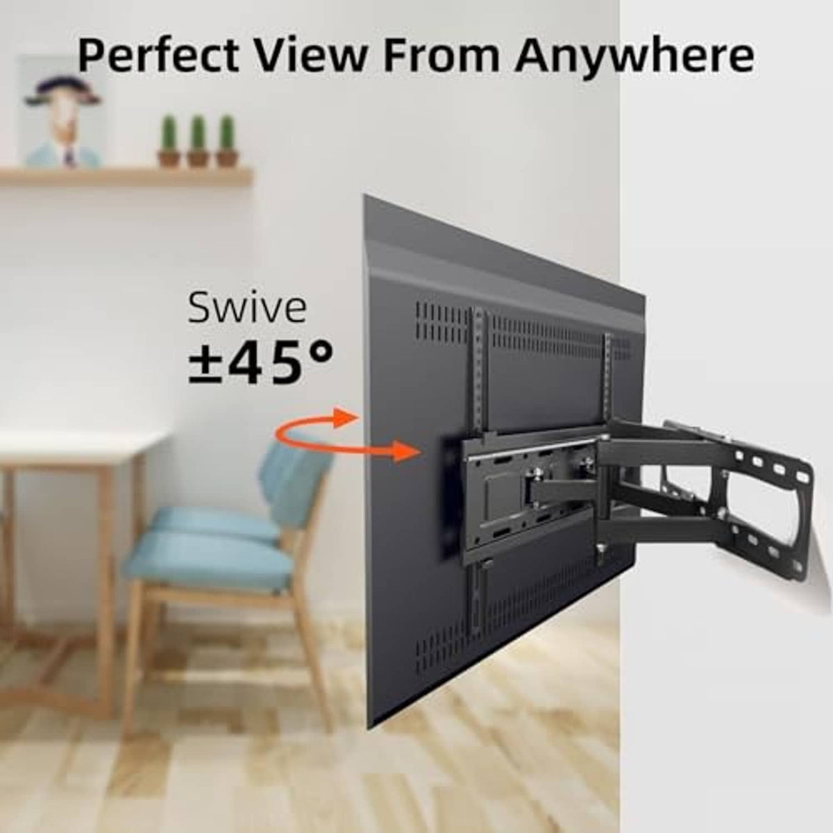 TV wall mount bracket with swivel range for viewing from any angle