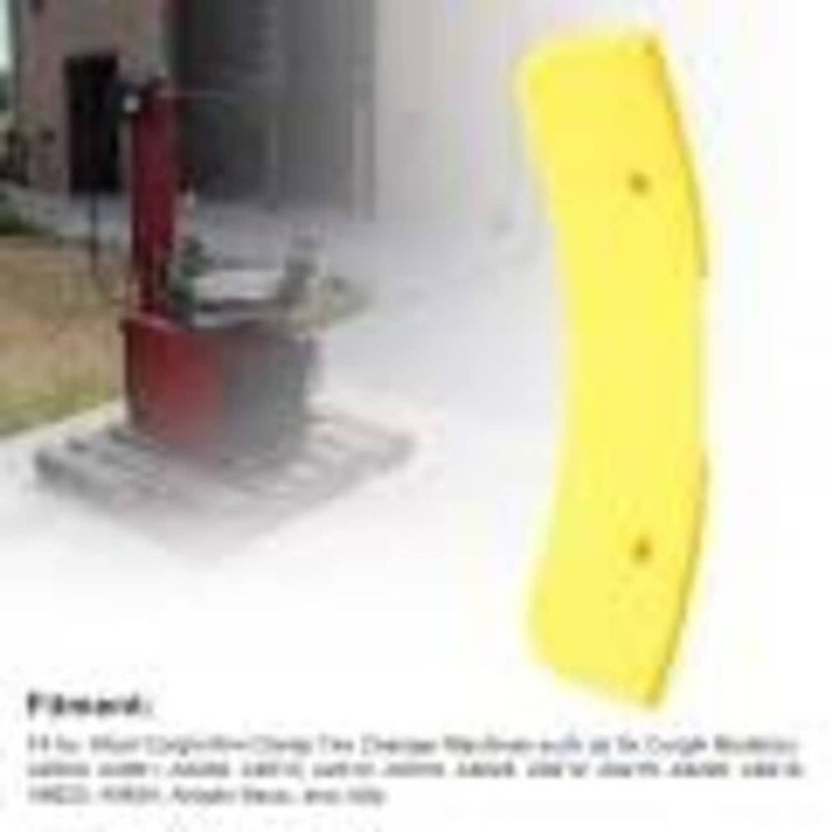 Yellow plastic wheel protector cover shown near tire changing equipment
