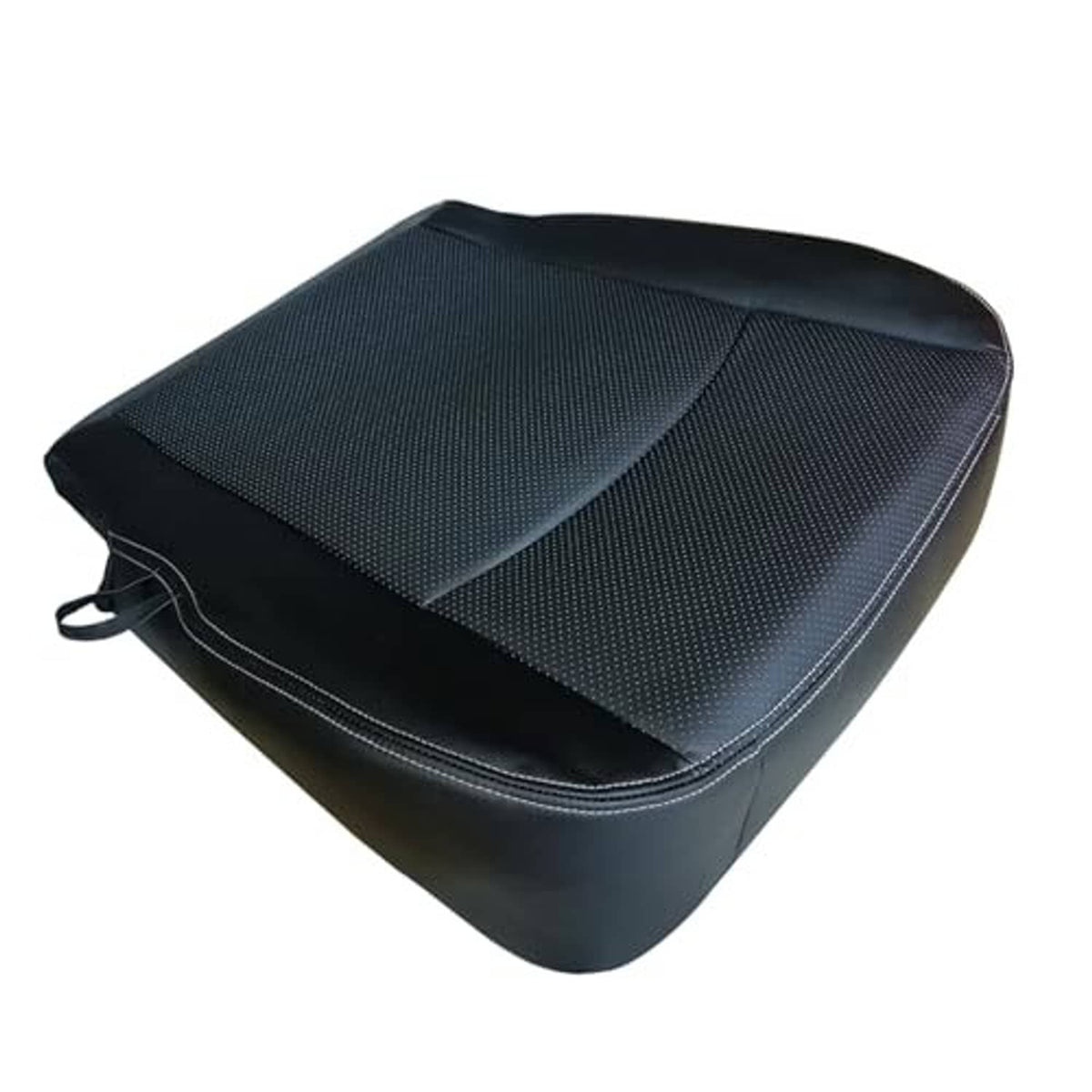 Black artificial leather front-left seat bottom cover, contoured pad with textured finish
