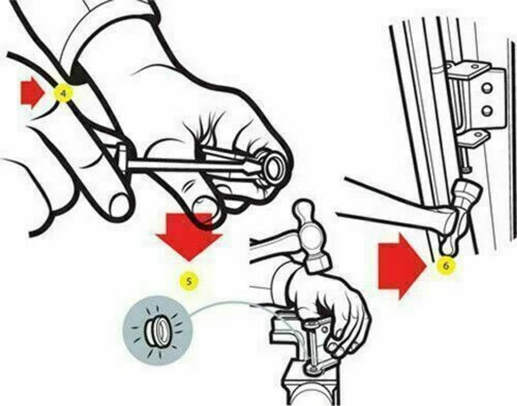 Door hinge pin bushing installation guide with illustrated steps and hinge components