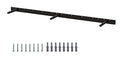 Black hidden floating shelf bracket with mounting arms and screws, heavy-duty wall mount