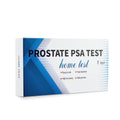 Prostate PSA test kit box, white and blue packaging with home test label