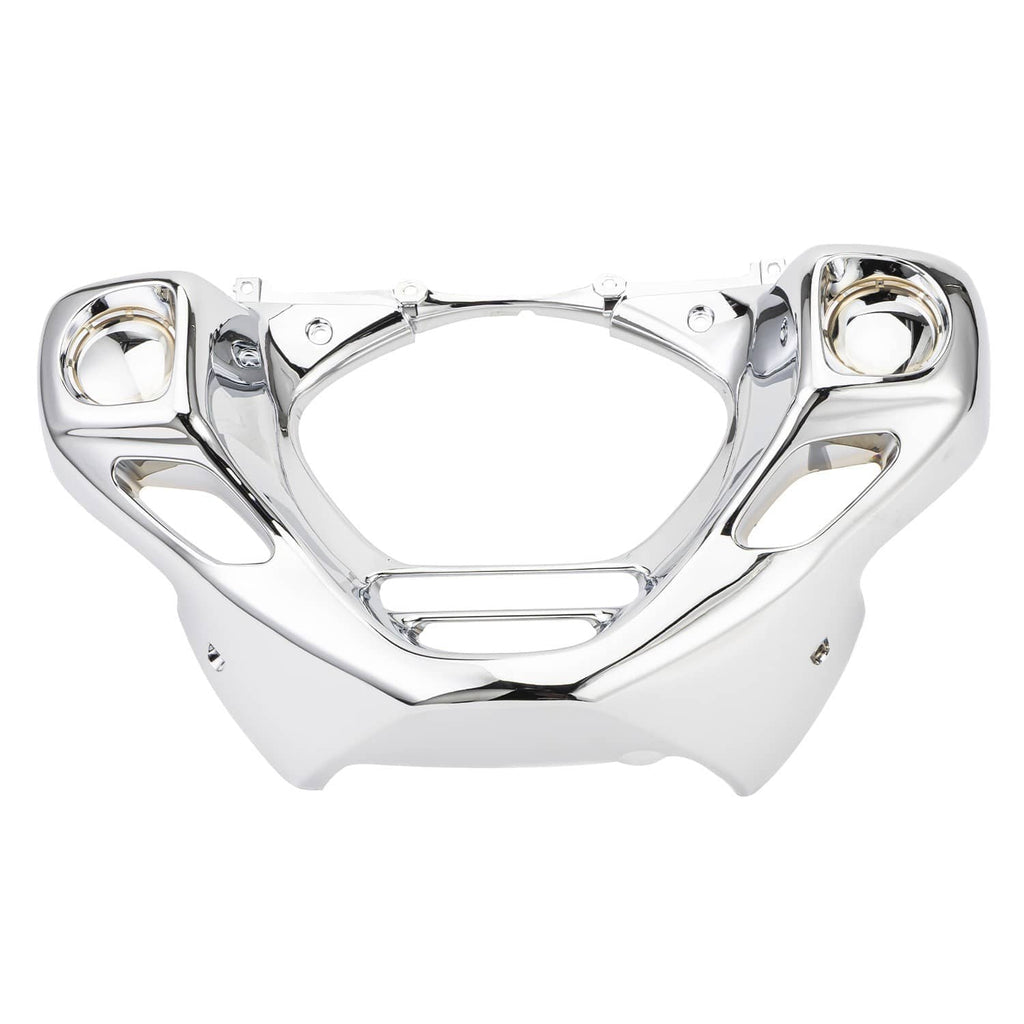 Chrome engine front cowl cover front view, twin side openings and center hole
