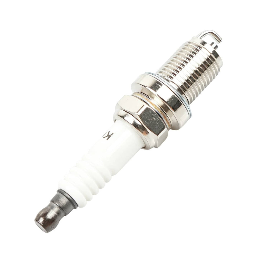 Spark plug with metal electrodes and white ceramic insulator