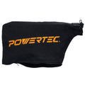 1.5 in dust port miter saw bag, black fabric with orange POWERTEC logo