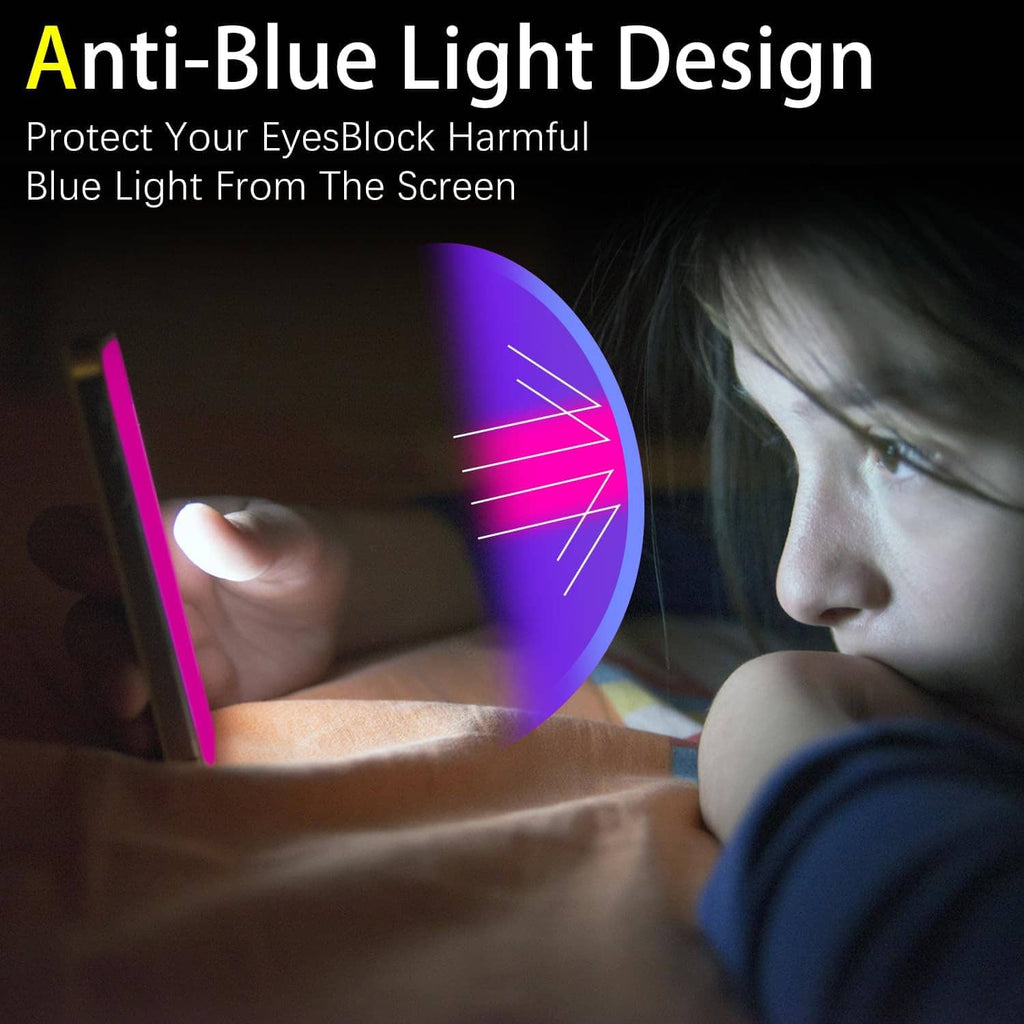 Anti-blue light privacy screen protector with purple tinted curved glass edge