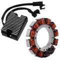 Motorcycle stator and regulator rectifier kit with copper coils and black finned regulator