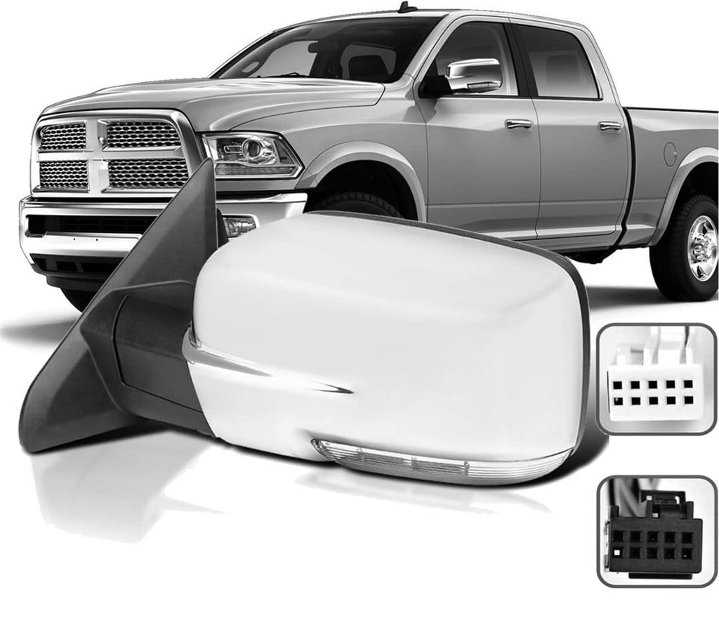Left side power folding mirror housing with integrated clear turn signal lens