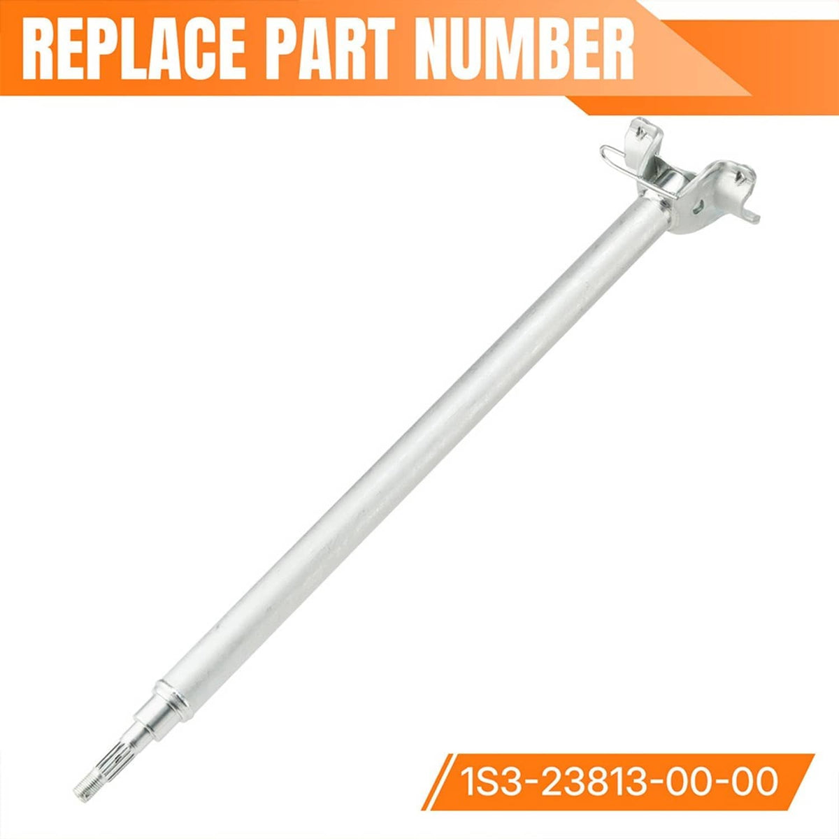 Silver steering stem shaft with threaded end and mounting bracket