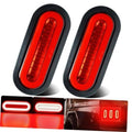 Pair of oval red LED trailer lights with black housing and clear lens