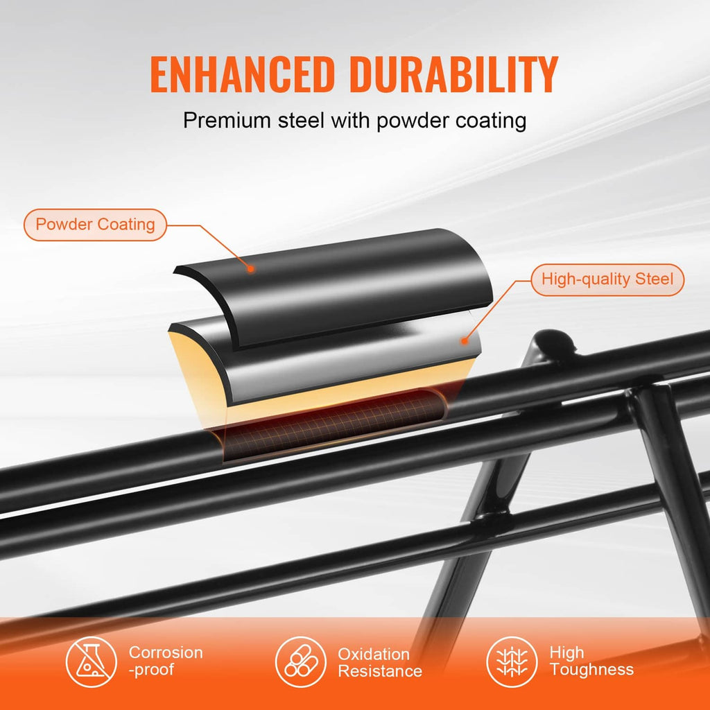 Powder-coated steel tube frame for chicken tunnel, black finish on curved bars