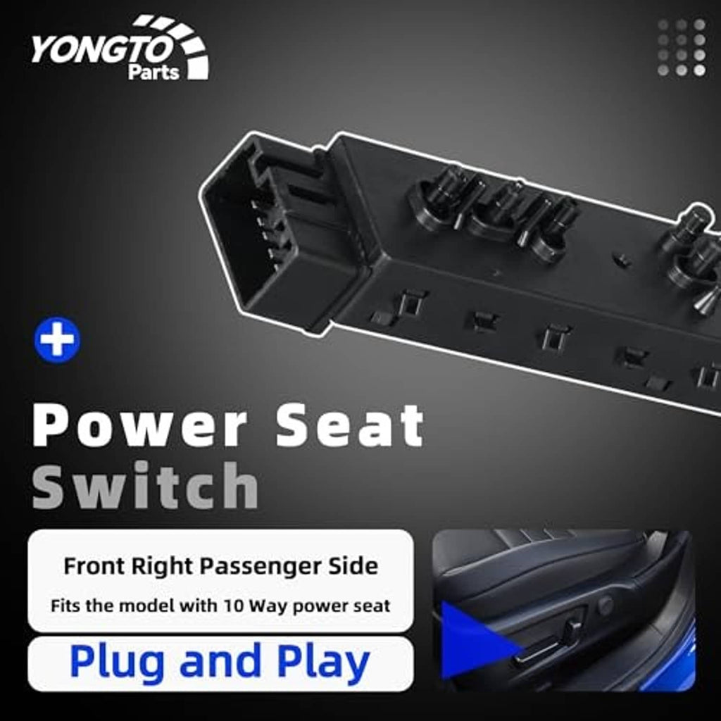 Power seat switch module showing wiring terminals and raised control knob area
