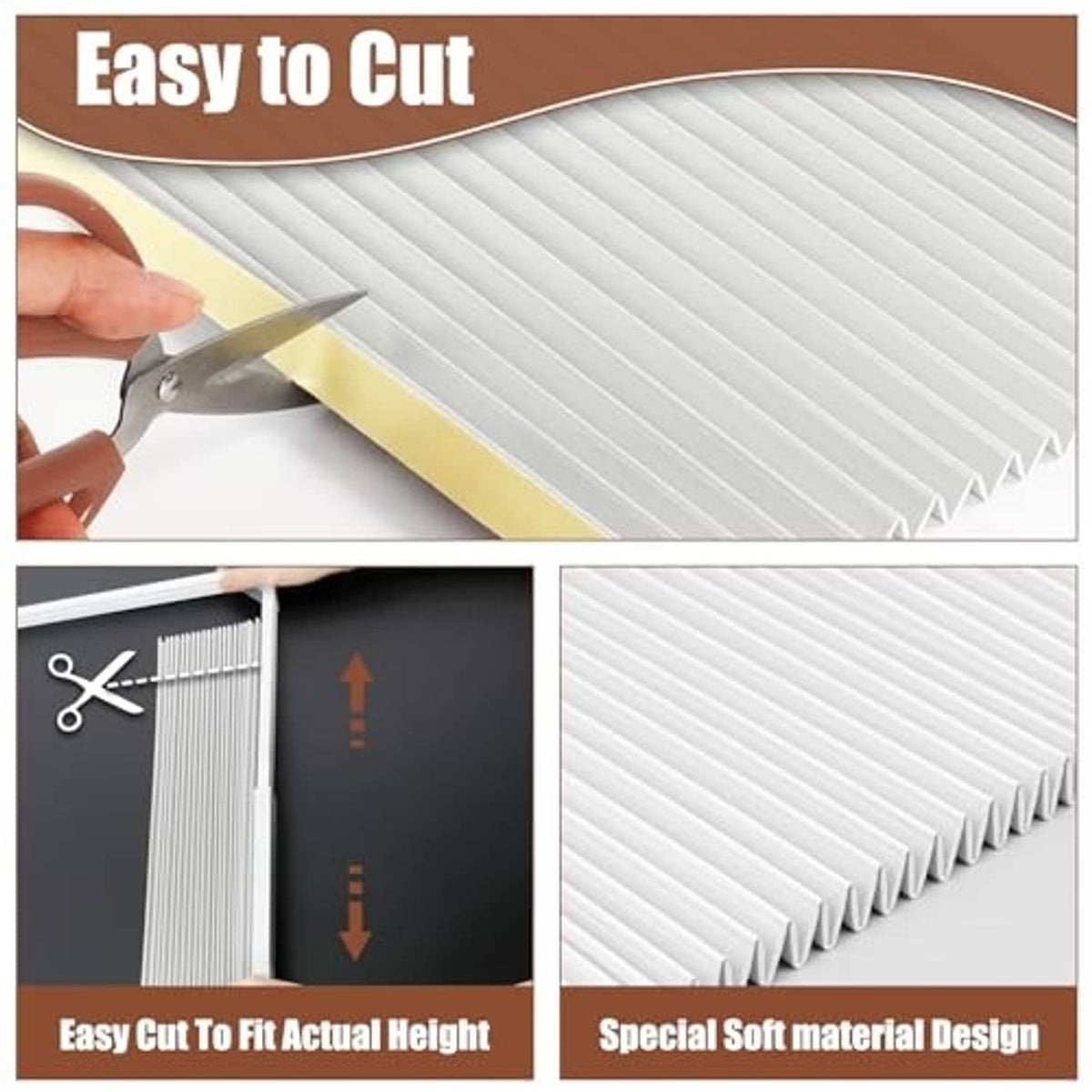 White window AC side panel material with removable trim strip for easy custom cutting